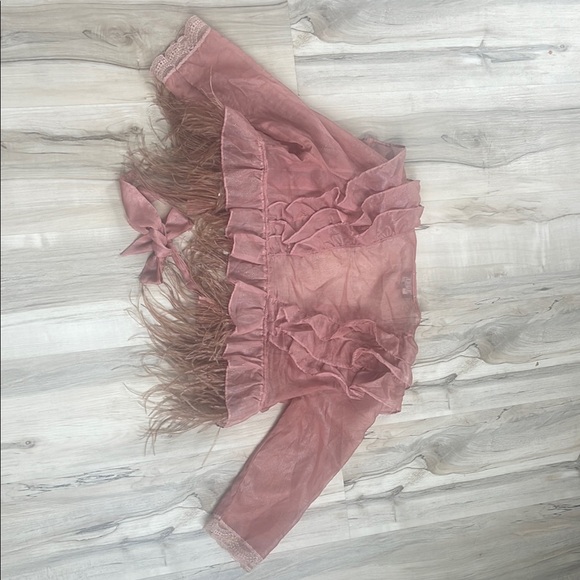 Pink Ruffled Sheer Cardigan - Picture 4 of 4